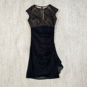 B&A by Betsy & Adam Sequined Black Summer Cocktail Midi Dress 6